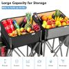 2 Pieces Folding Camping Tables with Large Capacity Storage Sink for Picnic